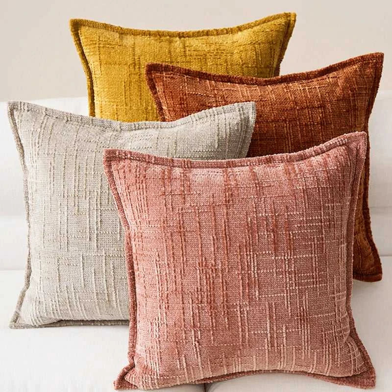 Masy Chenille Cushion Cover - Bamboo Yarn Textured Throw Pillow Case 14:10#Dark Grey;5:201298988#30x50cm Cushion Covers