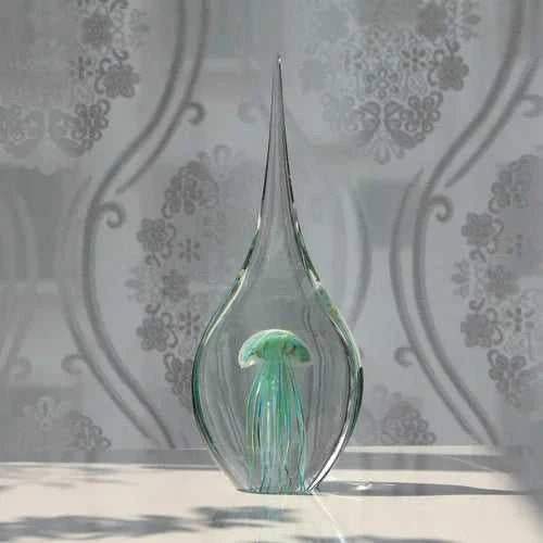 Glass Decoration Office Living Room Porch Wine Cabinet Water Drop Jellyfish Gift Souvenir 14:200006151#L-white sculptures