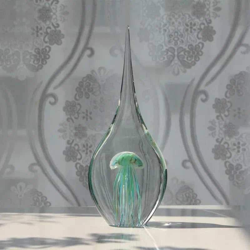 Glass Decoration Office Living Room Porch Wine Cabinet Water Drop Jellyfish Gift Souvenir 14:200006151#L-white sculptures