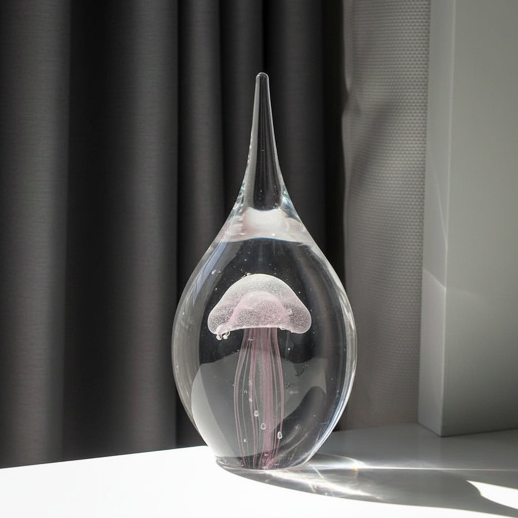 Glass Decoration Office Living Room Porch Wine Cabinet Water Drop Jellyfish Gift Souvenir 14:200006151#L-white sculptures