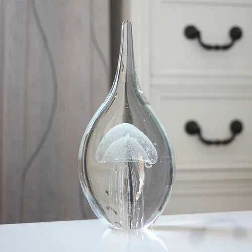 Glass Decoration Office Living Room Porch Wine Cabinet Water Drop Jellyfish Gift Souvenir 14:200006151#L-white sculptures