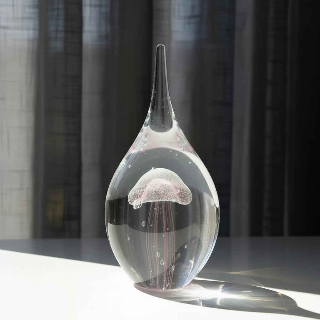 Glass Decoration Office Living Room Porch Wine Cabinet Water Drop Jellyfish Gift Souvenir 14:200006151#L-white sculptures