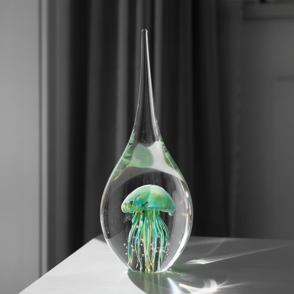 Glass Decoration Office Living Room Porch Wine Cabinet Water Drop Jellyfish Gift Souvenir 14:200006151#L-white sculptures
