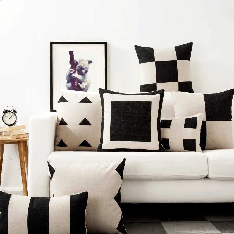 Miley Nordic Geometric Cushion Cover - Linen Pillowcase 45x45cm 14:771#A;5:201298987#30x50cm Cushion Covers