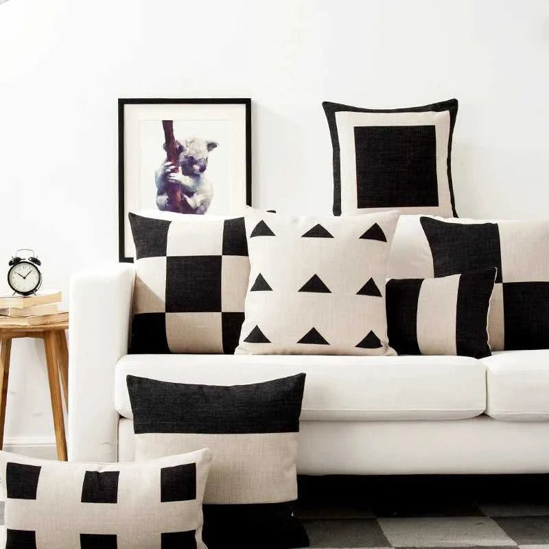 Miley Nordic Geometric Cushion Cover - Linen Pillowcase 45x45cm 14:771#A;5:201298987#30x50cm Cushion Covers