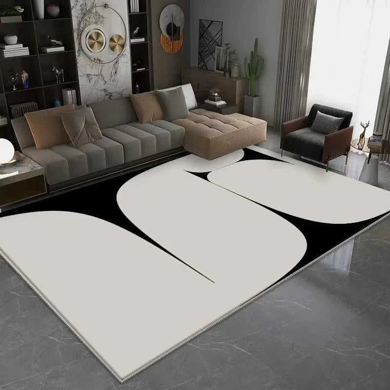 Moderno Black White Geometric Area Rug - Abstract Pattern 14:29#1;5:557868959#40x60CM Carpets