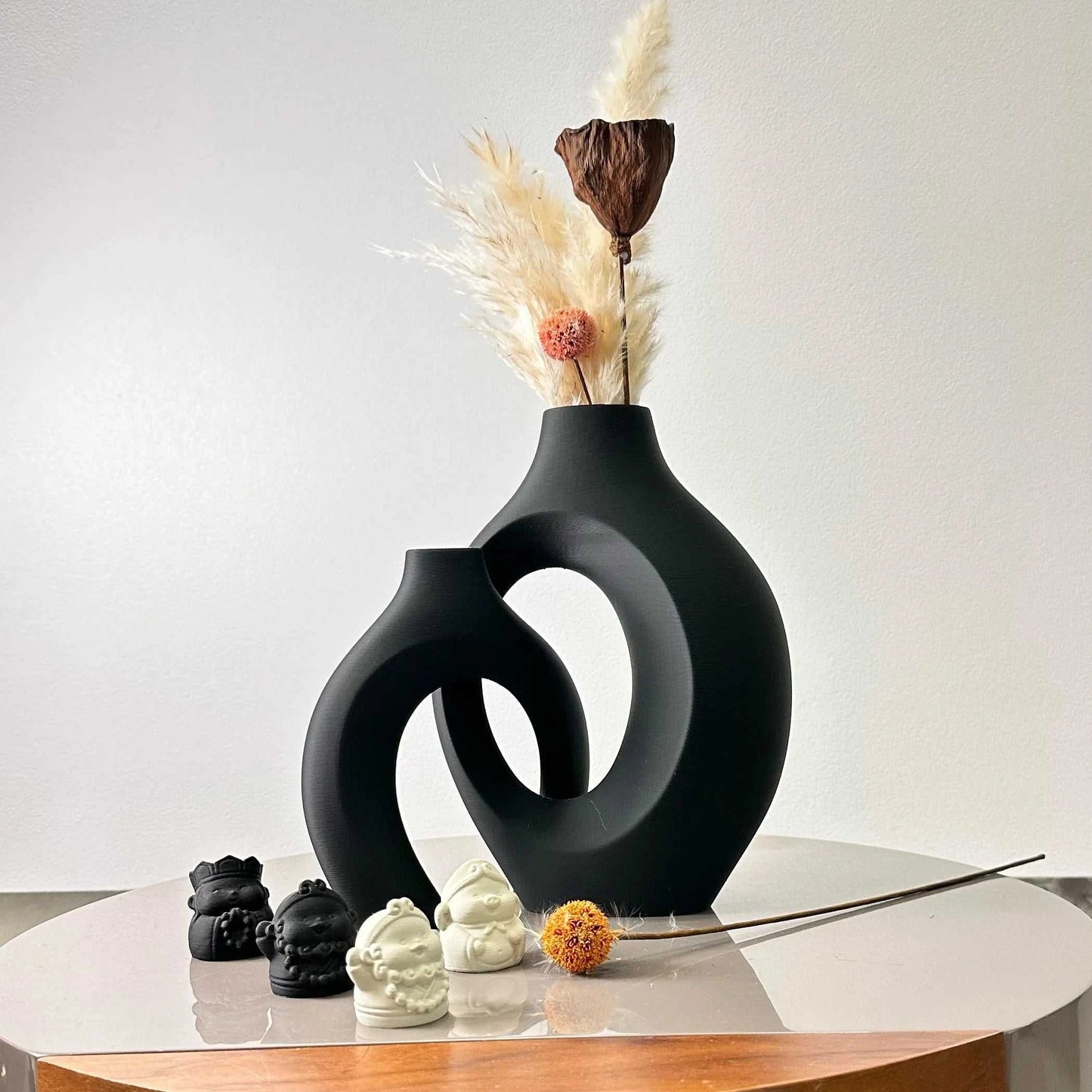 Noma Plastic Hug Vase Set of 2 - 8.66" Dried Flower Decor 14:200005536#orange M orange S vase