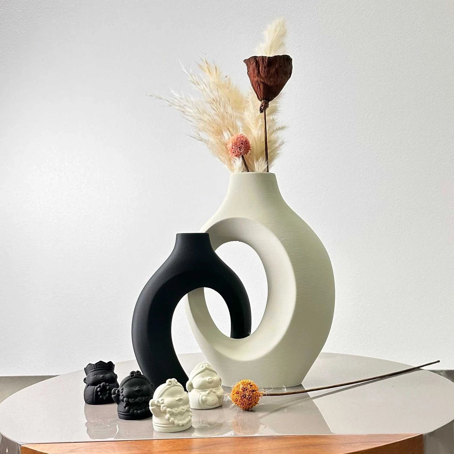 Noma Plastic Hug Vase Set of 2 - 8.66" Dried Flower Decor 14:200005536#orange M orange S vase