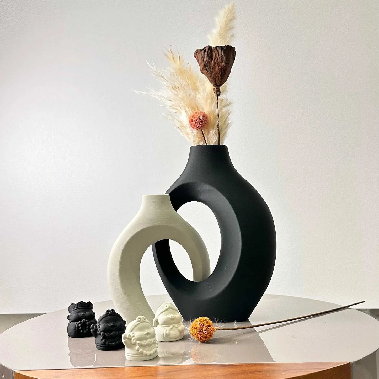 Noma Plastic Hug Vase Set of 2 - 8.66" Dried Flower Decor 14:200005536#orange M orange S vase