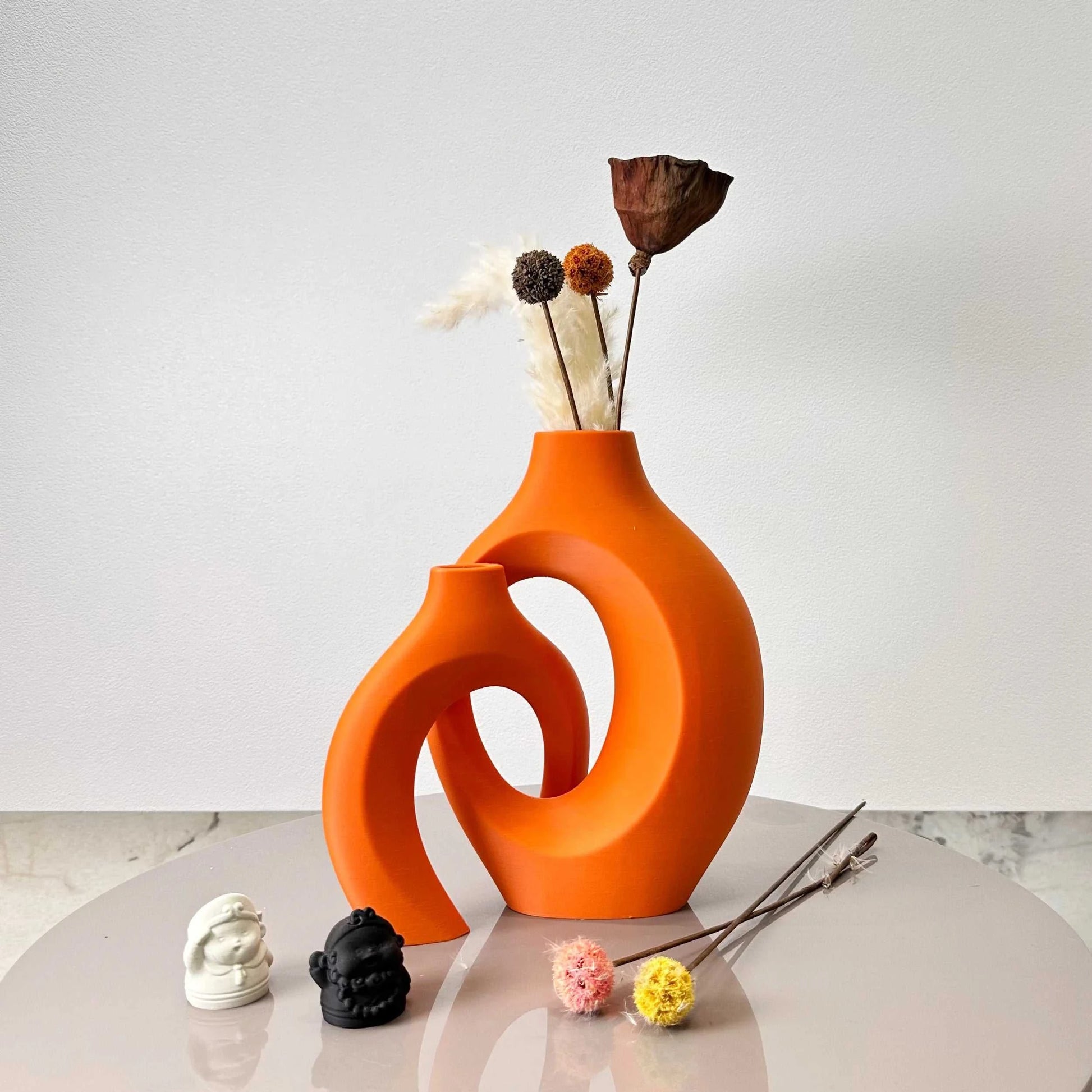 Noma Plastic Hug Vase Set of 2 - 8.66" Dried Flower Decor 14:200005536#orange M orange S vase