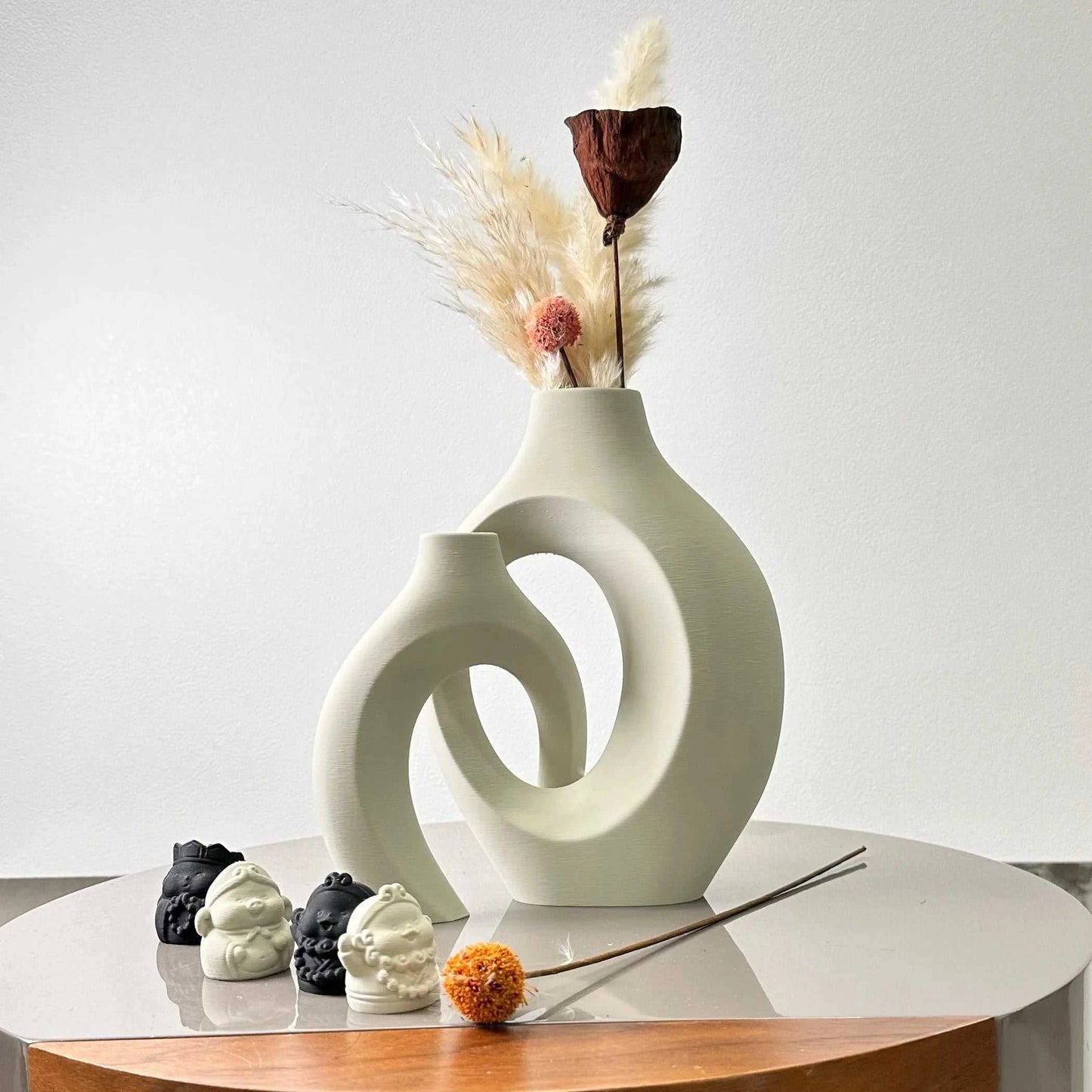 Noma Plastic Hug Vase Set of 2 - 8.66" Dried Flower Decor 14:200005536#orange M orange S vase