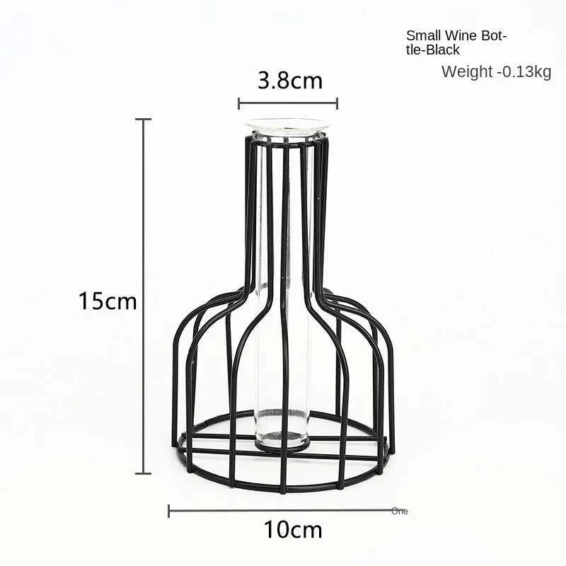 Ontto Iron Art Golden Vase with Glass Test Tube - Hollow Metal Flower Holder 14:200002130#Gold-Small Vases