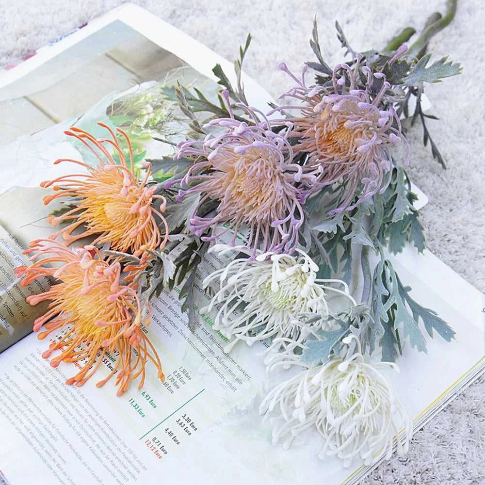 Fluff Artificial Pincushion Flowers - Crab Claw Branch for Wedding & Home Decor 14:1052 Pink Artificial Flowers