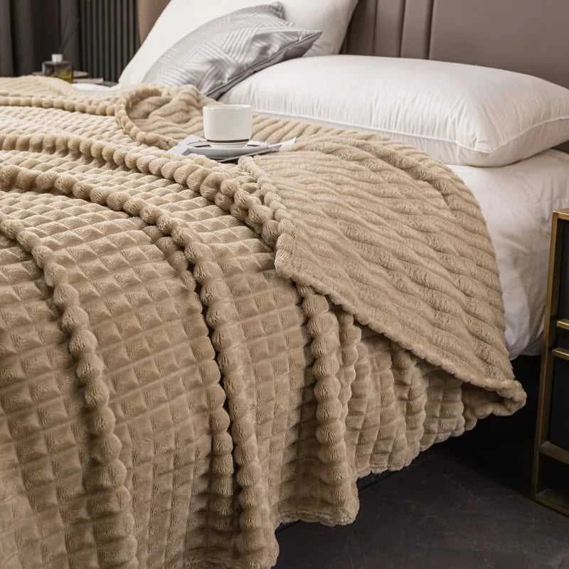 Paloma Elegant Plaid Knit Throw Blanket - Ultra-Soft Faux Rabbit Fur 14:10#grid red;5:596#39.37inX59.06in Blankets & Throws