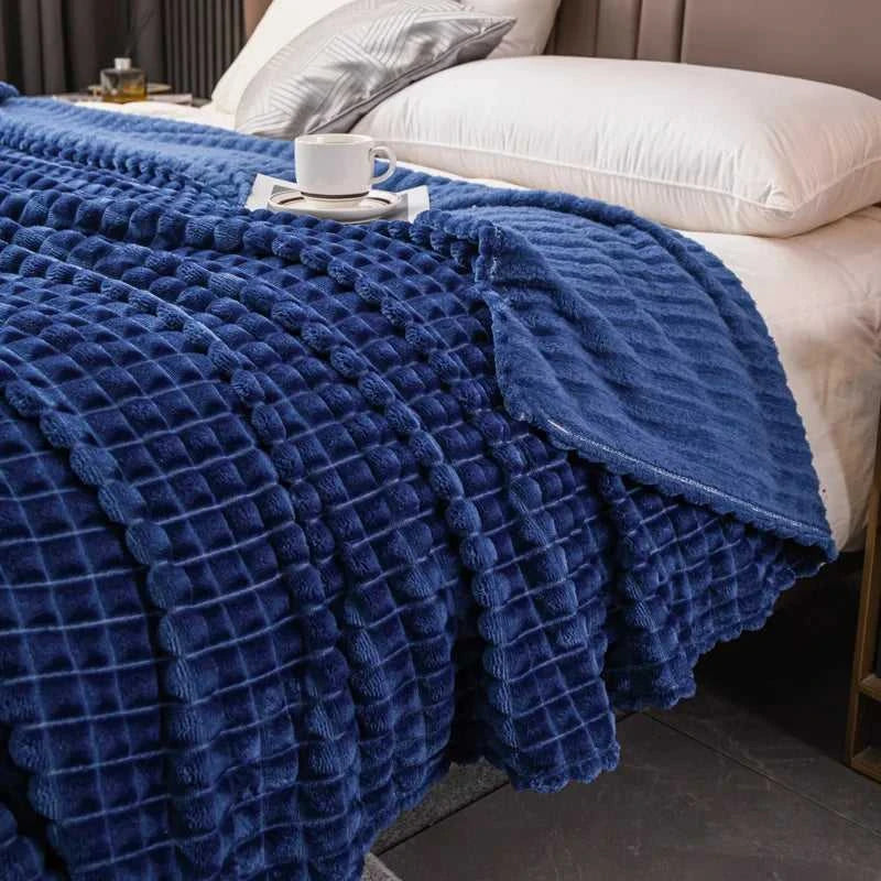 Paloma Elegant Plaid Knit Throw Blanket - Ultra-Soft Faux Rabbit Fur 14:10#grid red;5:596#39.37inX59.06in Blankets & Throws
