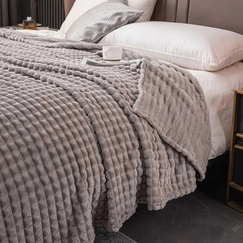 Paloma Elegant Plaid Knit Throw Blanket - Ultra-Soft Faux Rabbit Fur 14:10#grid red;5:596#39.37inX59.06in Blankets & Throws