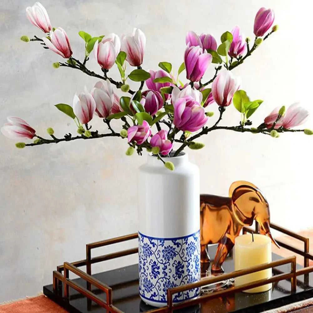 Bobo Silk Magnolia Bouquet - Artificial Flowers for Wedding & Home Decor 14:366;5:100014066#1pc Artificial Flowers