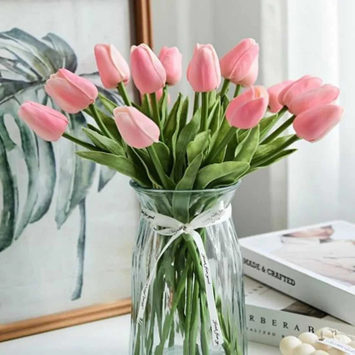 Felicia Artificial Tulips - 10 Realistic Touch Flowers for Home & Wedding Decor 14:29#1;5:361386#10pcs Artificial Flowers