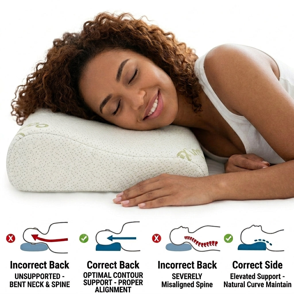 Essina Plante contoured bamboo cervical pillow — orthopedic wave design for neck and shoulder support