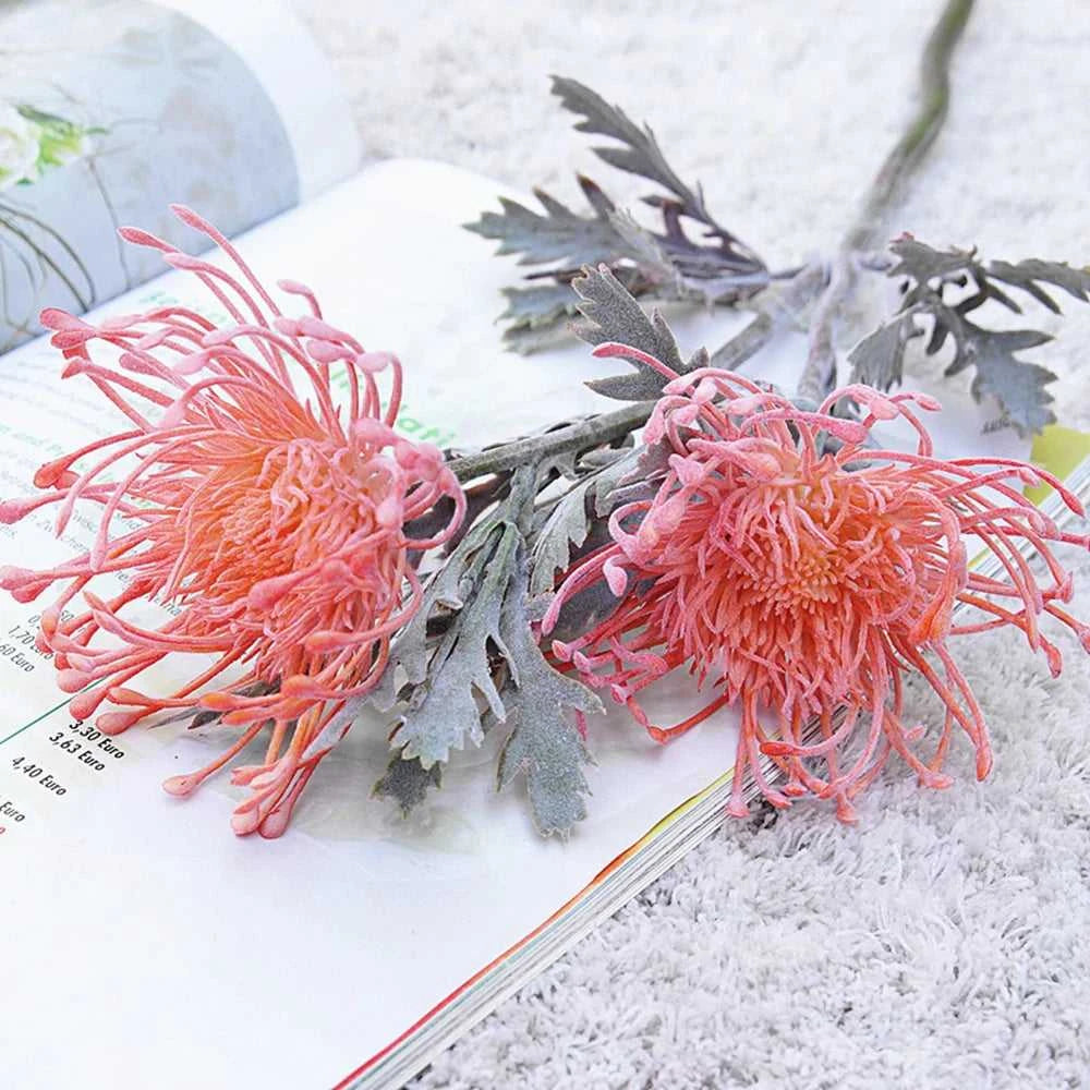 Fluff Artificial Pincushion Flowers - Crab Claw Branch for Wedding & Home Decor 14:1052 Pink Artificial Flowers