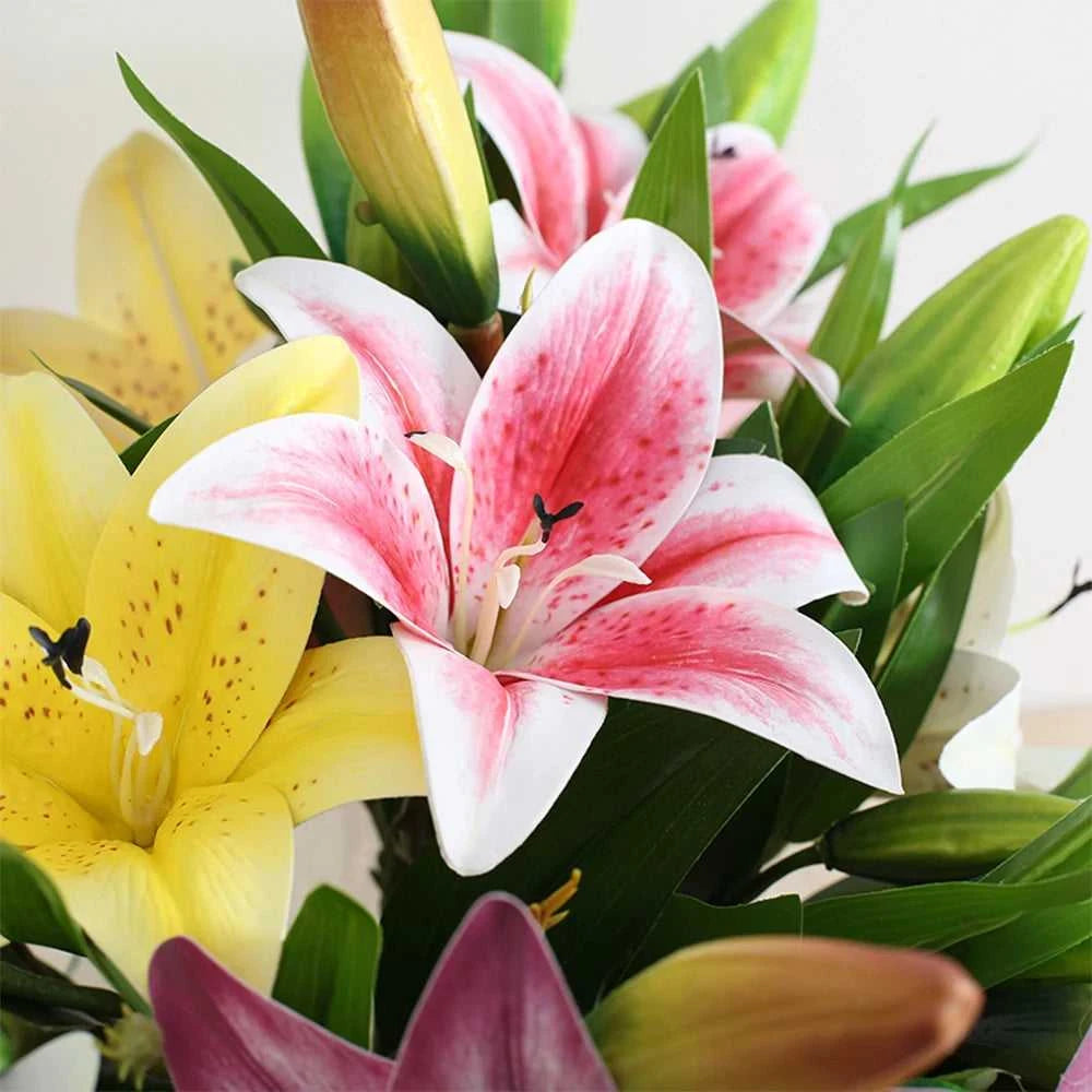 Arcadia Artificial Lily Flowers - Realistic 3D Stems for Home & Wedding Decor 14:496#58 -Purple Artificial Flowers
