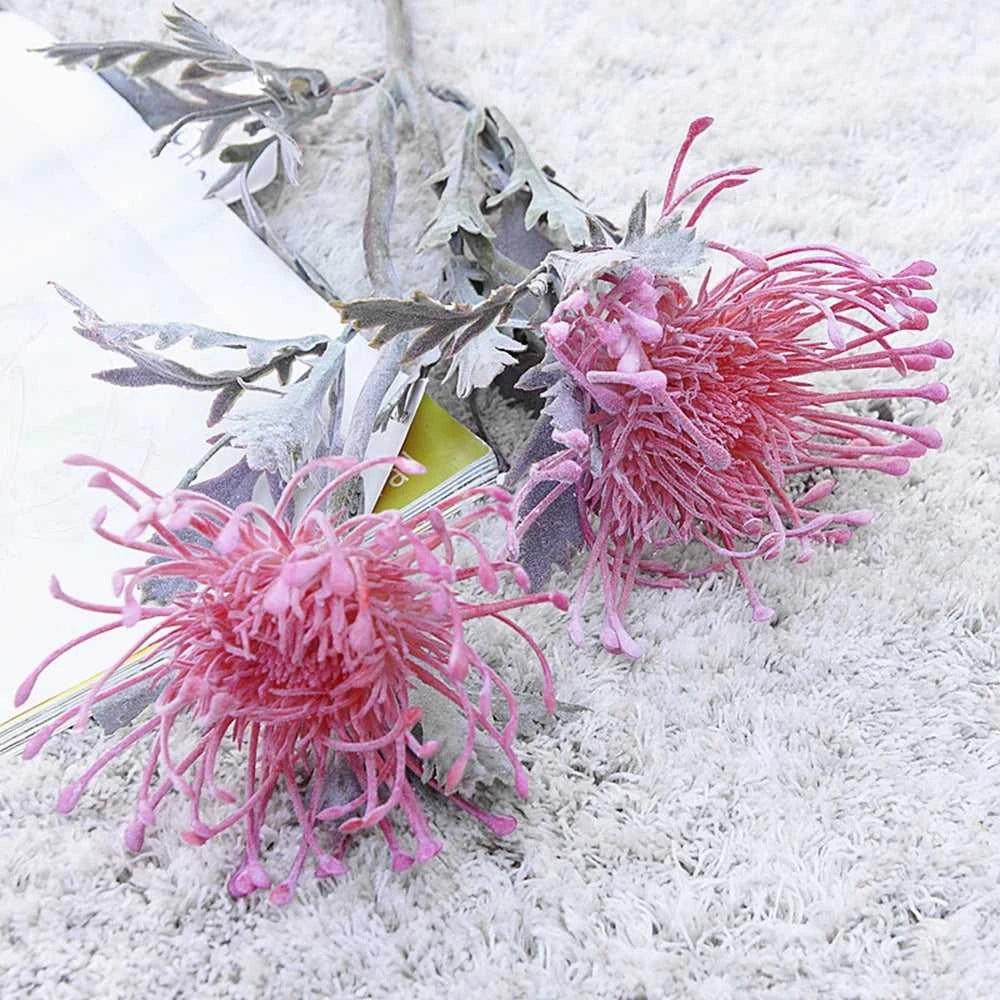 Fluff Artificial Pincushion Flowers - Crab Claw Branch for Wedding & Home Decor 14:1052 Pink Artificial Flowers