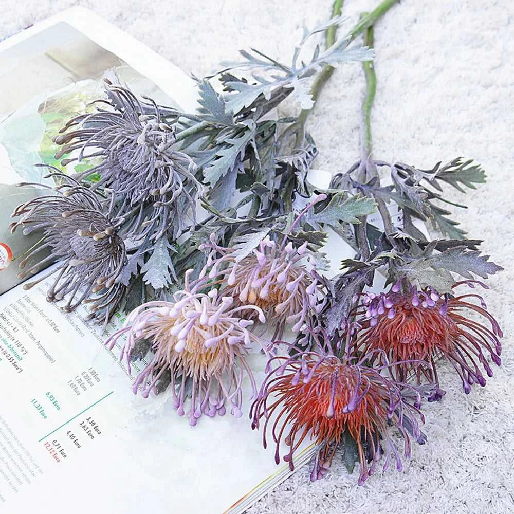 Fluff Artificial Pincushion Flowers - Crab Claw Branch for Wedding & Home Decor 14:1052 Pink Artificial Flowers