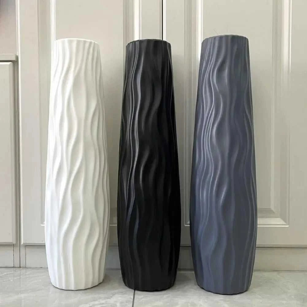 Regina Textured Floor Vase - Tall Decorative Standing Vase for Living Room 14:29#White vase