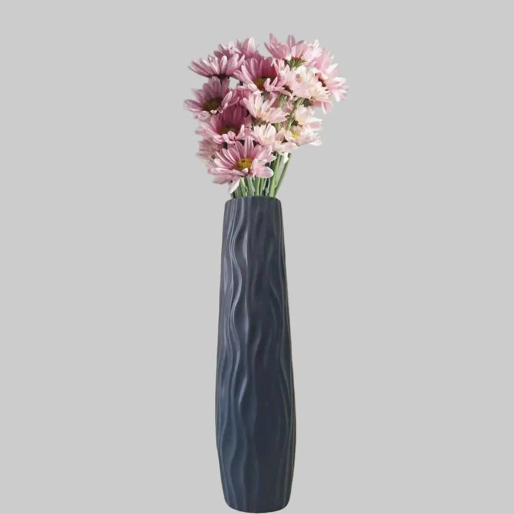 Regina Textured Floor Vase - Tall Decorative Standing Vase for Living Room 14:29#Grey vase