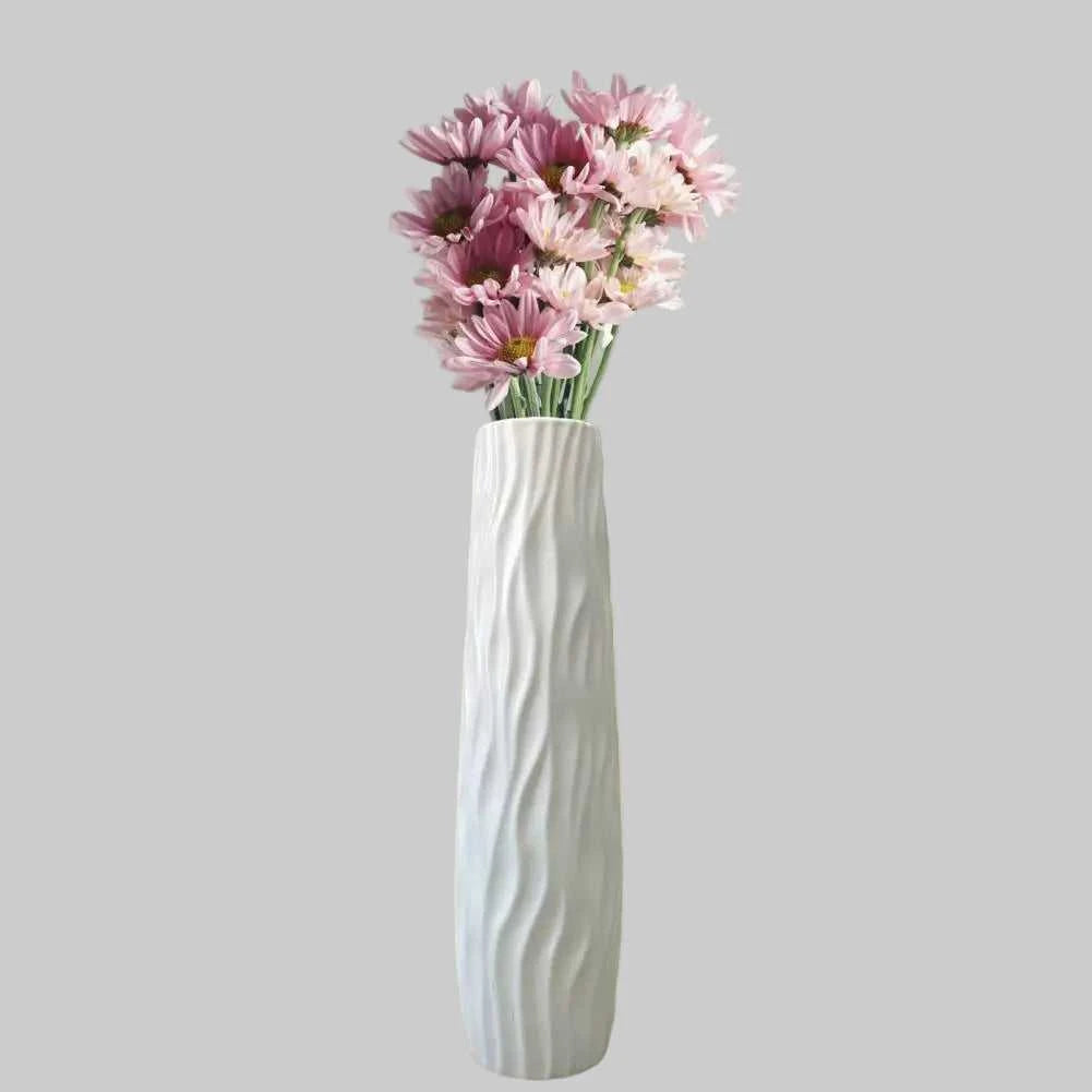 Regina Textured Floor Vase - Tall Decorative Standing Vase for Living Room 14:29#White vase