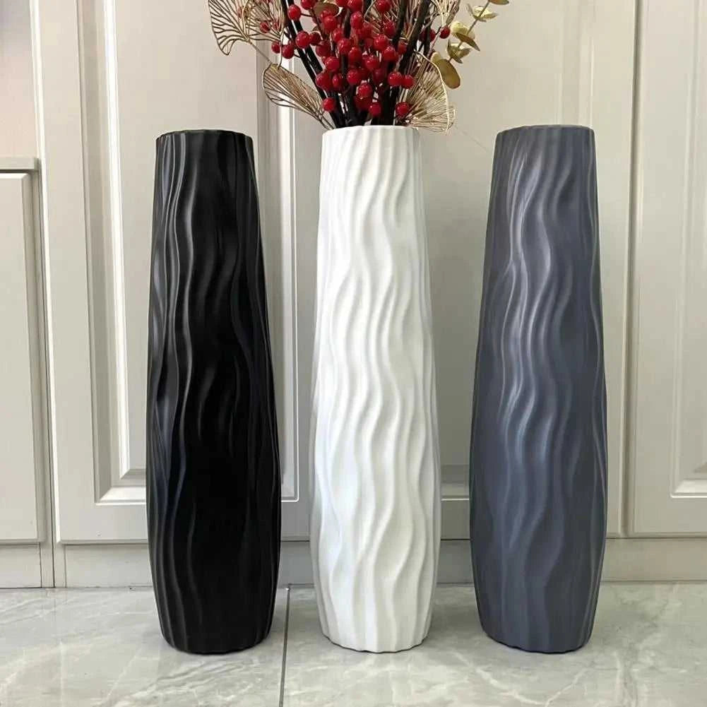 Regina Textured Floor Vase - Tall Decorative Standing Vase for Living Room 14:29#White vase