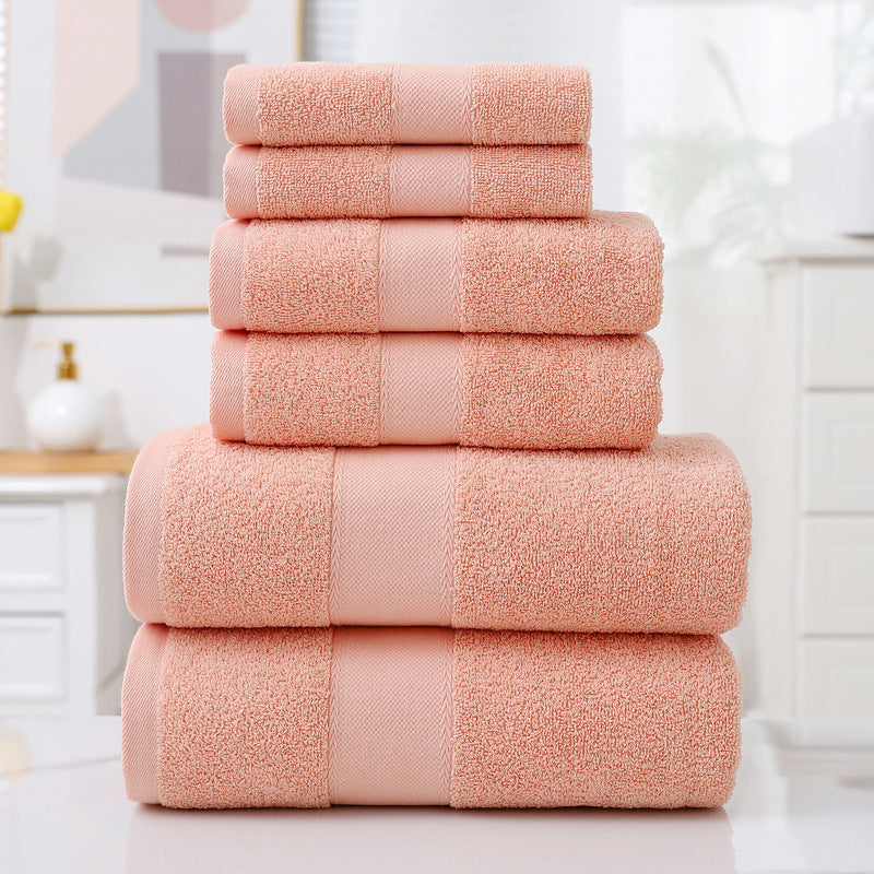 Rita luxury bath towel set of 6 in coral — soft absorbent cotton face, hand and bath towels
