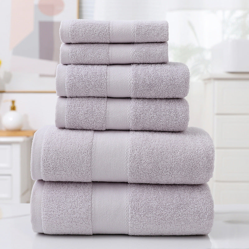 Rita luxury bath towel set of 6 in lilac — soft absorbent cotton face, hand and bath towels
