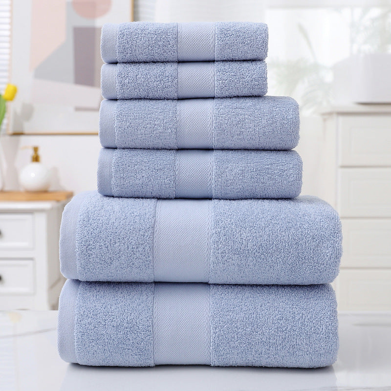 Rita luxury bath towel set of 6 in powder blue — soft absorbent cotton face, hand and bath towels