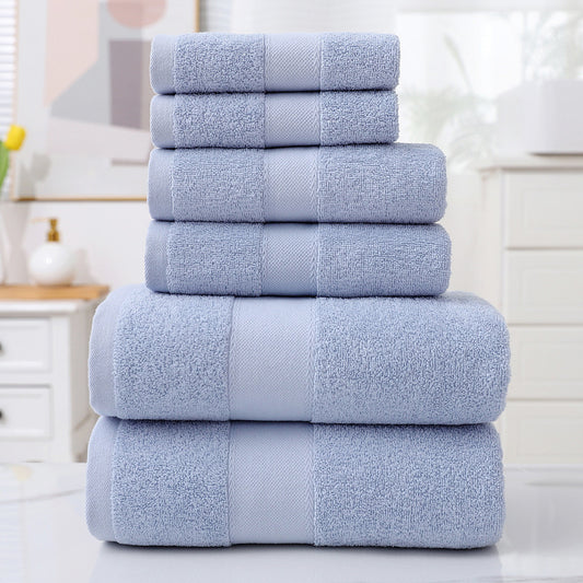 Rita luxury bath towel set of 6 in powder blue — soft absorbent cotton face, hand and bath towels