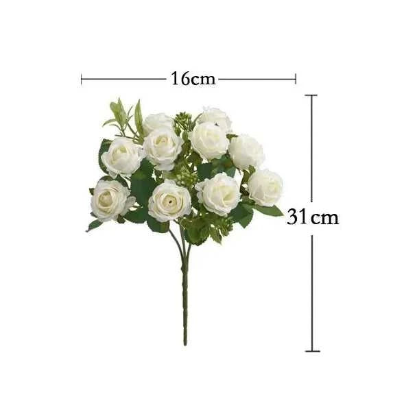 Romansia 10 Heads Rose Bouquet - Artificial Silk Flowers for Wedding Decor 14:771#1 Artificial Flowers