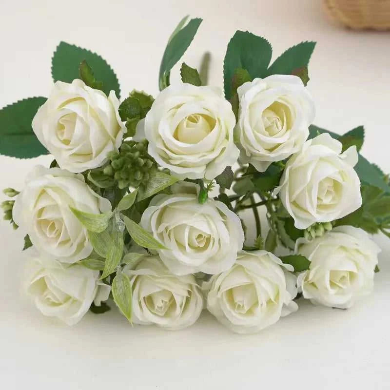 Romansia 10 Heads Rose Bouquet - Artificial Silk Flowers for Wedding Decor 14:771#1 Artificial Flowers