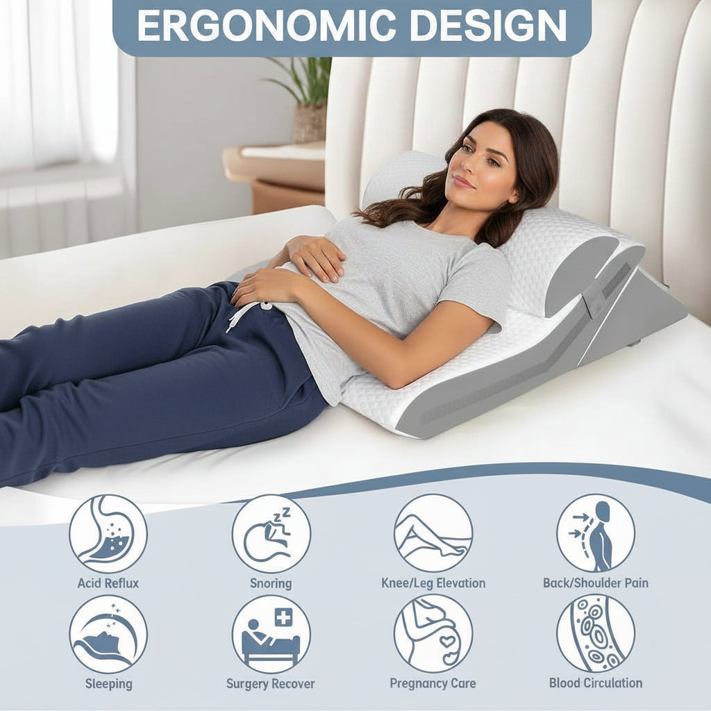 Wedge Pillow for Acid Reflux & GERD – Seda Adjustable Set 14:193#Grey and White luxury bedding Ice Silk Fabric