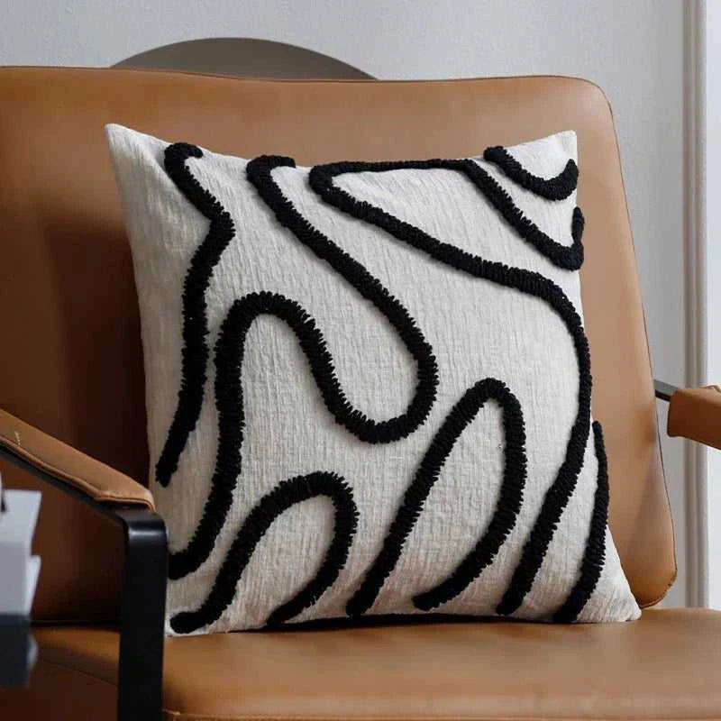 Sera Boho Chenille Throw Pillow Cover - Soft Geometric Line Cushion 14:771;5:201298983#45x45cm Without core Cushion Covers