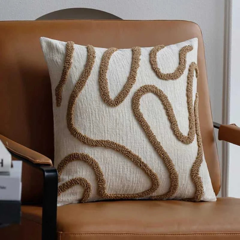 Sera Boho Chenille Throw Pillow Cover - Soft Geometric Line Cushion 14:771;5:201298983#45x45cm Without core Cushion Covers