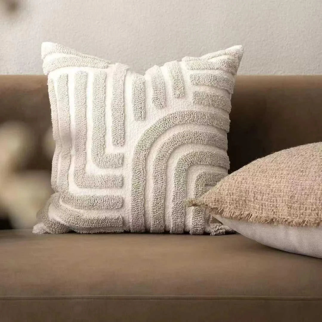 Sera Boho Chenille Throw Pillow Cover - Soft Geometric Line Cushion 14:771;5:201298983#45x45cm Without core Cushion Covers