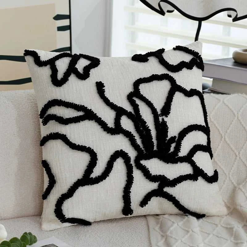 Sera Boho Chenille Throw Pillow Cover - Soft Geometric Line Cushion 14:771;5:201298983#45x45cm Without core Cushion Covers