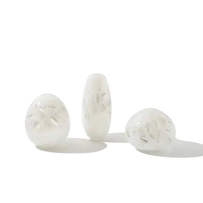 Shoku Milky White Glass Vase - Nordic Minimalist Flower Pot for Modern Home Decor 14:29#A Vases