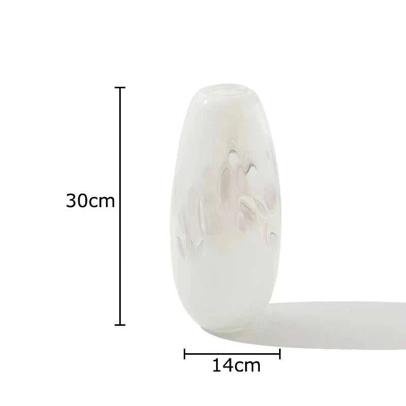 Shoku Milky White Glass Vase - Nordic Minimalist Flower Pot for Modern Home Decor 14:29#A Vases