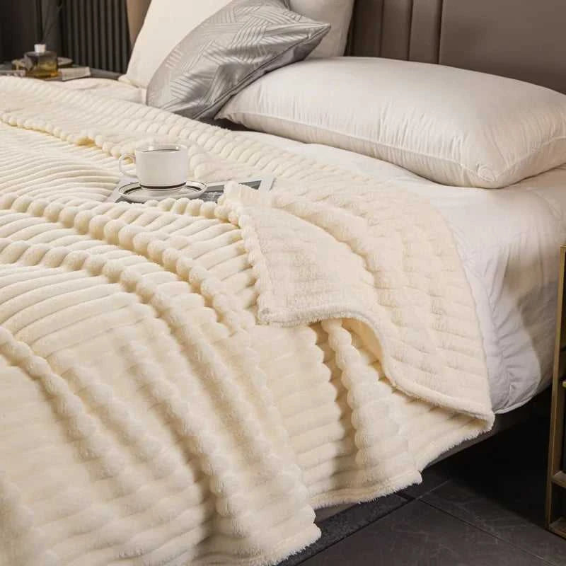 Sierra Knitted Throw Blanket - Hypoallergenic Faux Rabbit Fur All-Season 14:175#one-green;5:596#39.37inX59.06in Blankets & Throws
