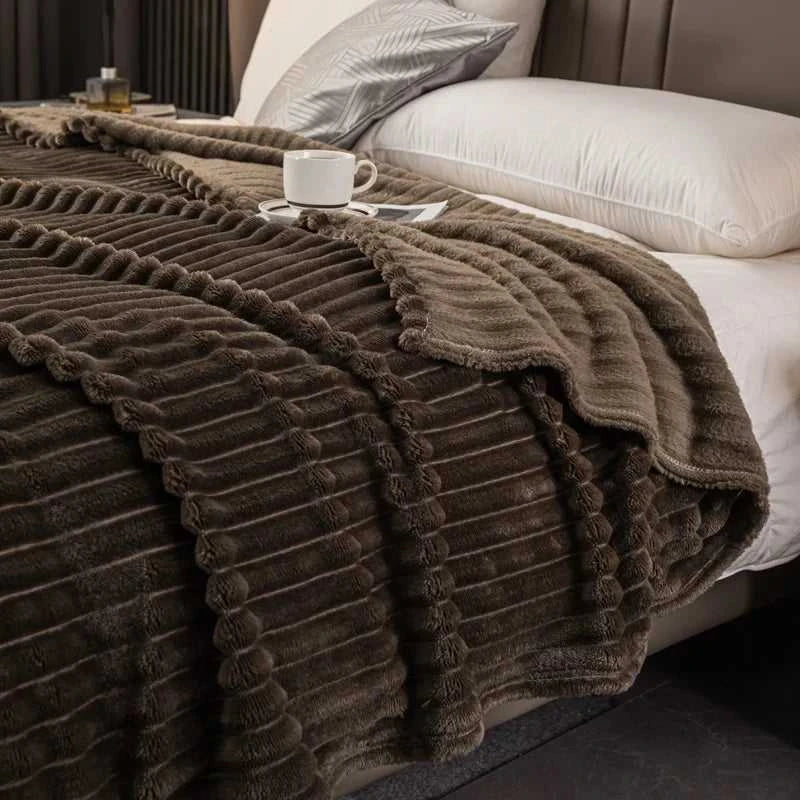 Sierra Knitted Throw Blanket - Hypoallergenic Faux Rabbit Fur All-Season 14:175#one-green;5:596#39.37inX59.06in Blankets & Throws