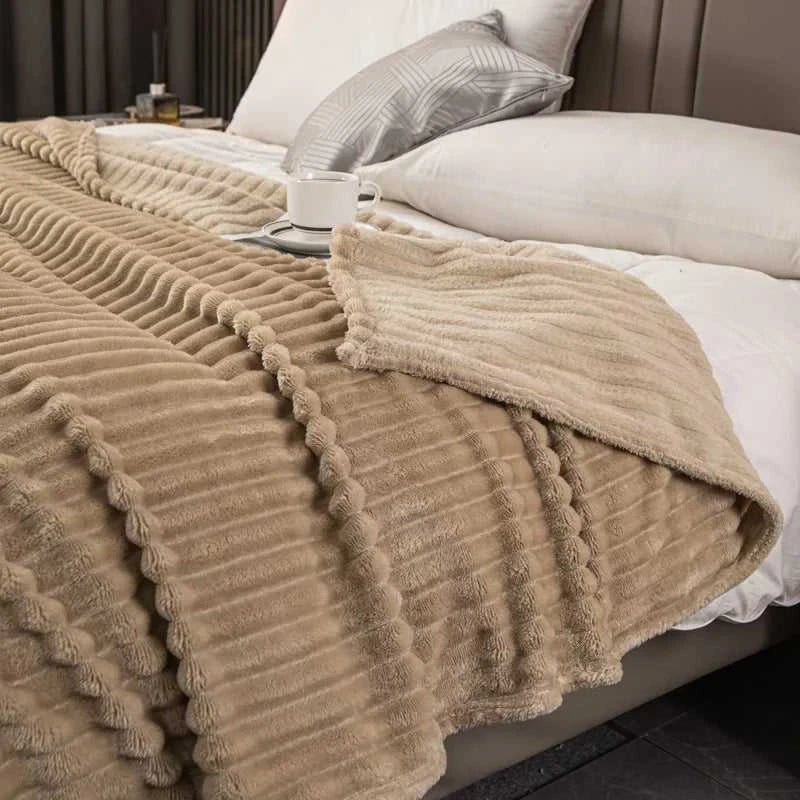 Sierra Knitted Throw Blanket - Hypoallergenic Faux Rabbit Fur All-Season 14:175#one-green;5:596#39.37inX59.06in Blankets & Throws