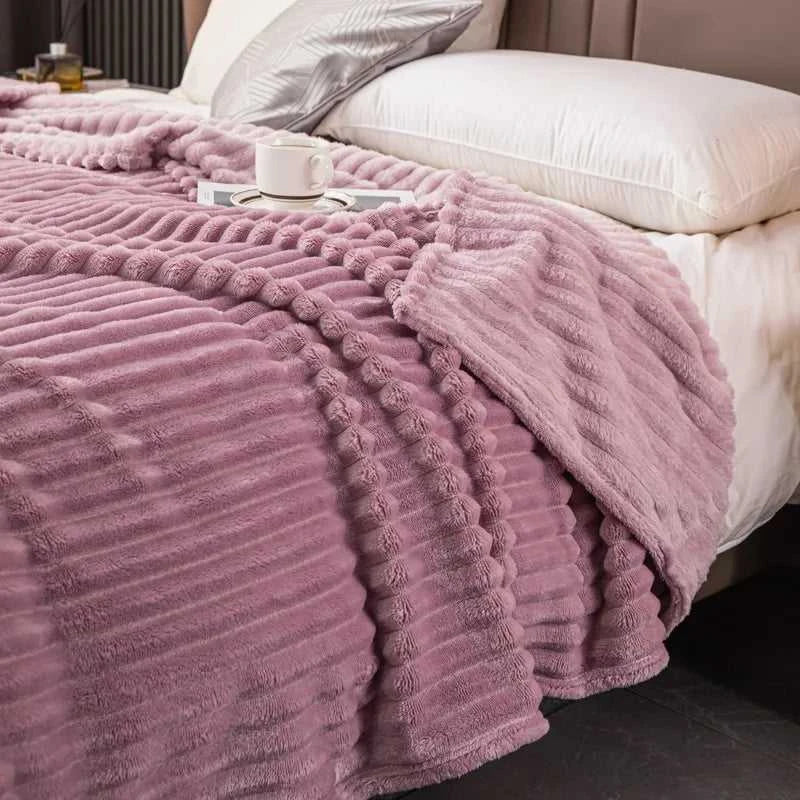 Sierra Knitted Throw Blanket - Hypoallergenic Faux Rabbit Fur All-Season 14:175#one-green;5:596#39.37inX59.06in Blankets & Throws