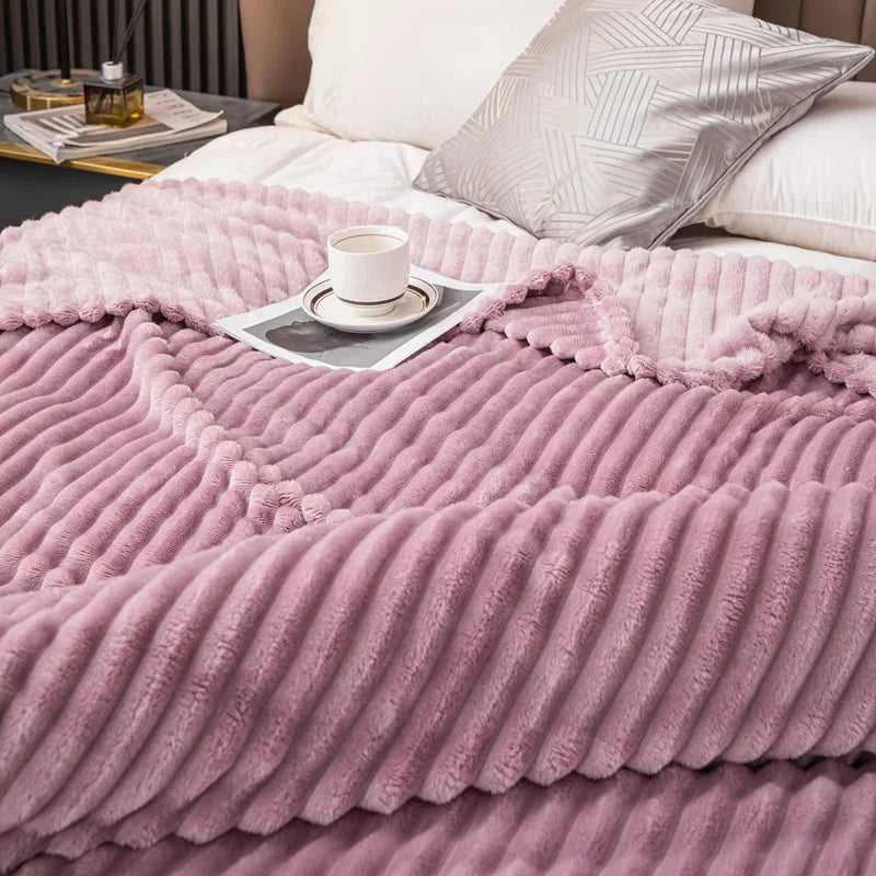 Sierra Knitted Throw Blanket - Hypoallergenic Faux Rabbit Fur All-Season 14:175#one-green;5:596#39.37inX59.06in Blankets & Throws