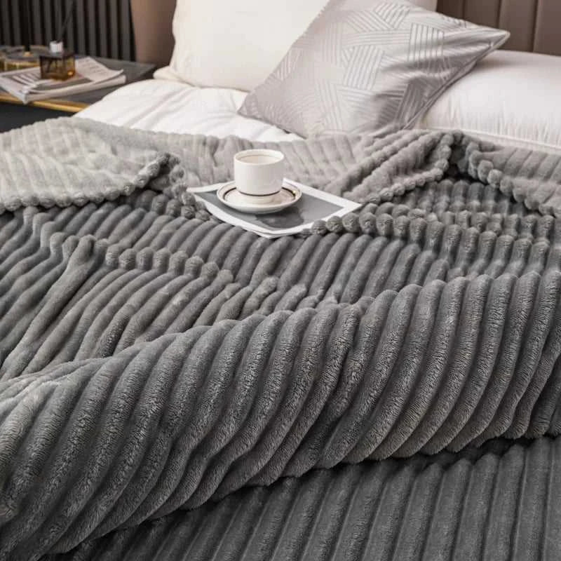 Sierra Knitted Throw Blanket - Hypoallergenic Faux Rabbit Fur All-Season 14:175#one-green;5:596#39.37inX59.06in Blankets & Throws